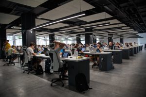 Open-plan office successfully managing hybrid workforces